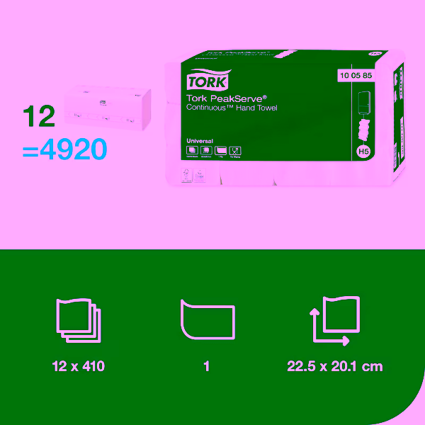 Tork PeakServe ubrusi u listu H5, 1sl, 22.5x20.1cm, 410x12=4920 listića - Image 2