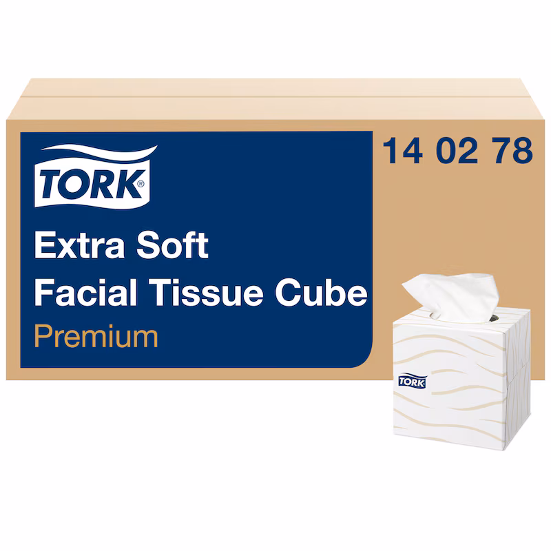 140278-e-com-1b-7322540123760-eu Tork Extra Soft higijenske maramice, 2 sloja, 100/1 - kocka - Image 1