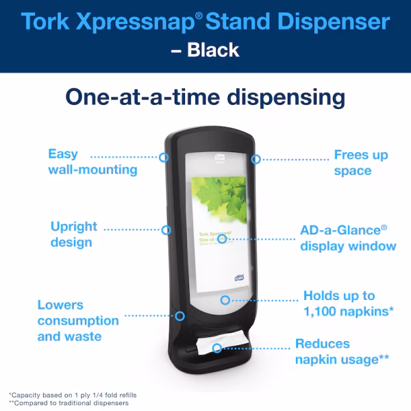 Tork XpressNap stand dispenzer za salvete N4 - crni - Image 6