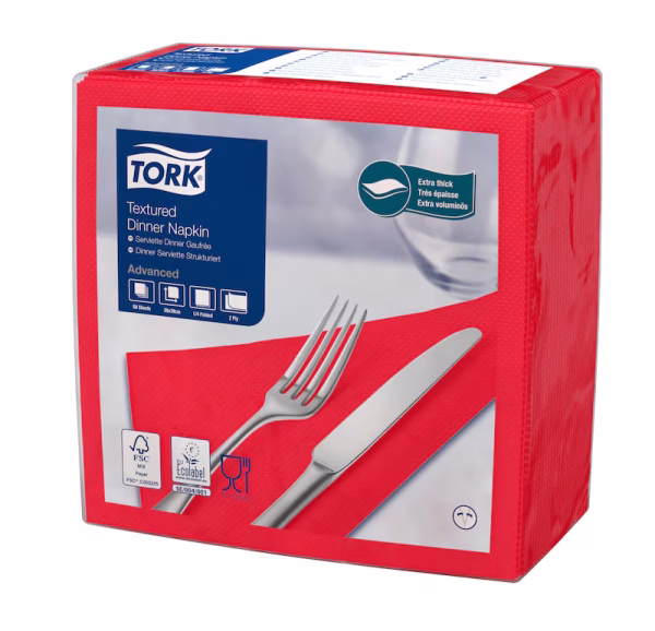 Tork NexxStyle salveta, 2 sloja, 39x39cm, 50/1 - crvena - Image 2
